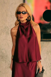 Blusa cetim fluida preto
