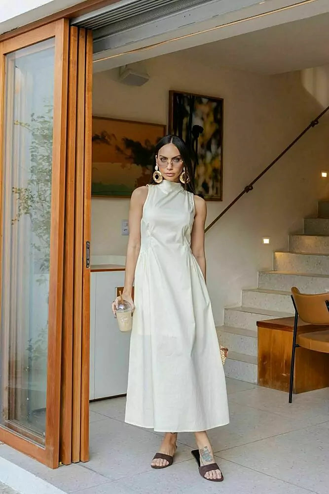 Vestido amarração marrom